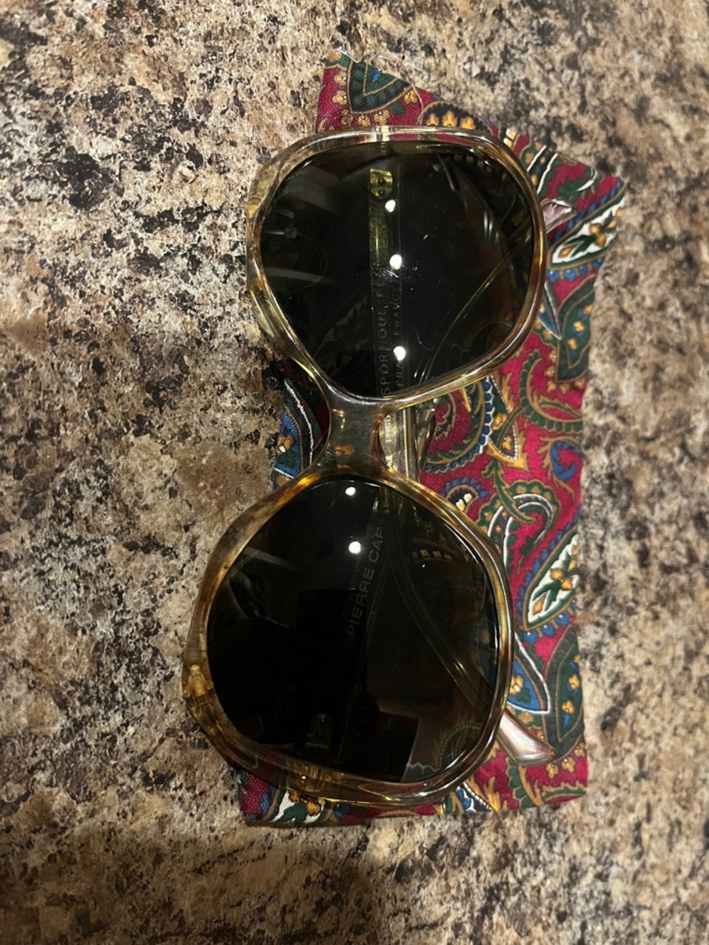 Pierre Cardin Transparent tan Frame Sunglasses with Dark Lenses